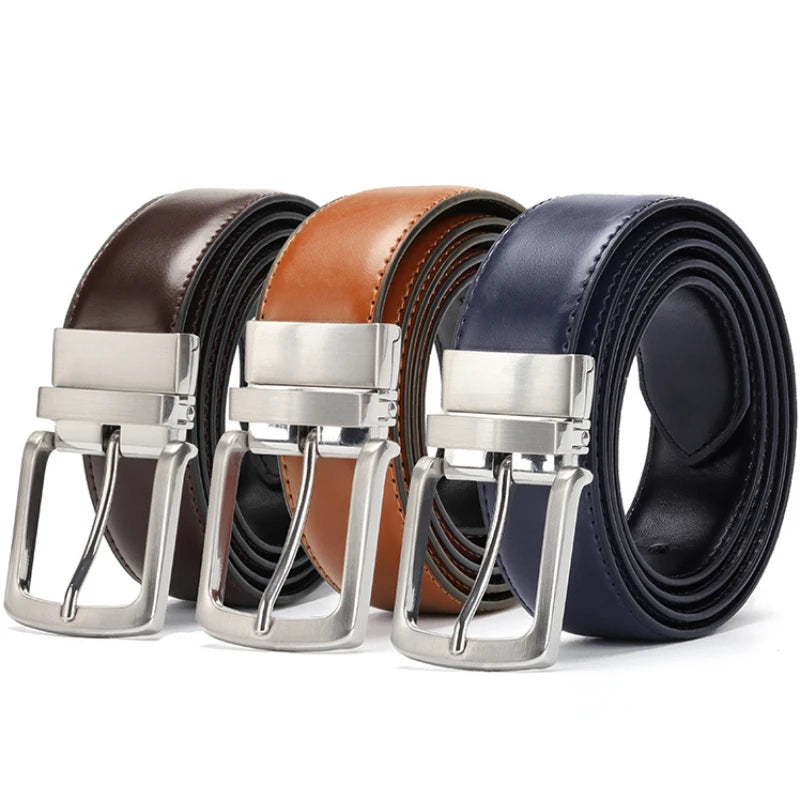 Reversible Men's Leather Belt for Jeans