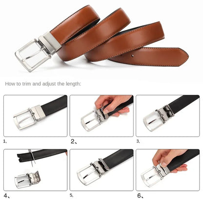 Reversible Men's Leather Belt for Jeans