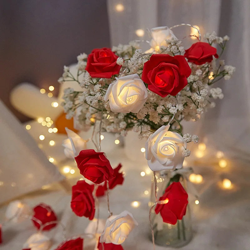 10LED Valentine's Day Rose String Lights - Flower Garland Fairy Light Romantic Valentine Gift