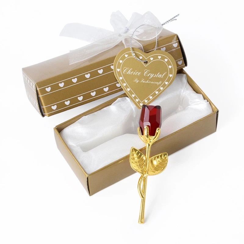 Valentines Day Gift Crystal Bear Glass Rose Artificial Flower 