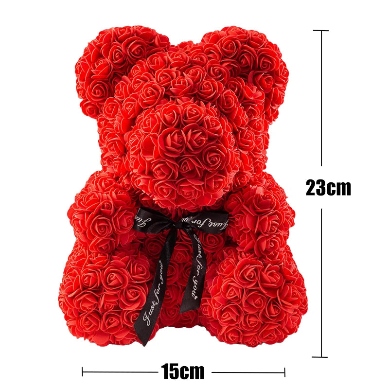 Valentine Gifts Decoration Rose Bear Artificial Flower With Box Lights Teddy Bear