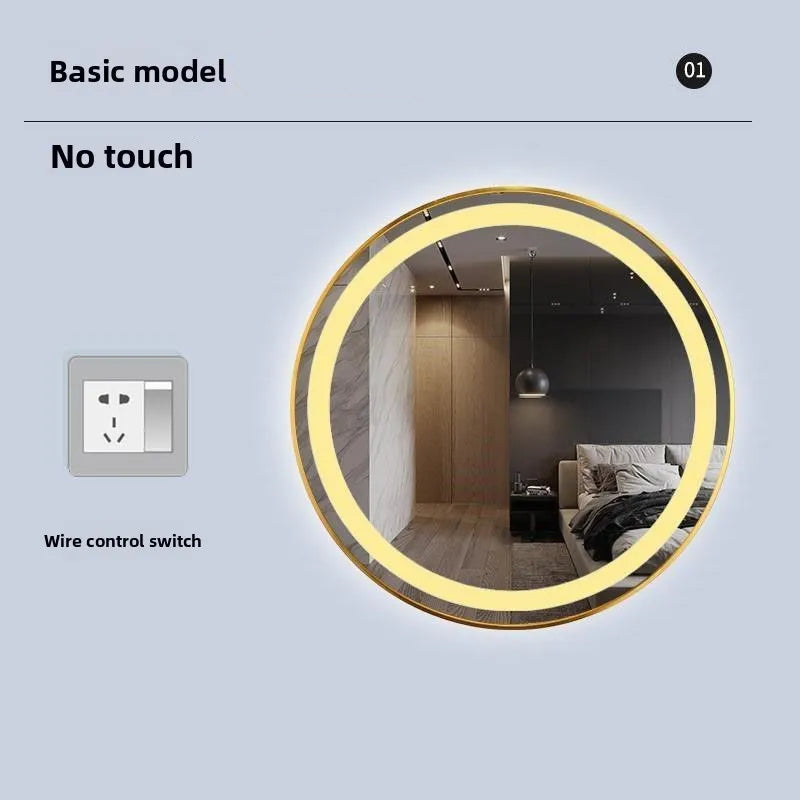 Round Alloy Frame Luminous Anti Fog Bathroom Mirror