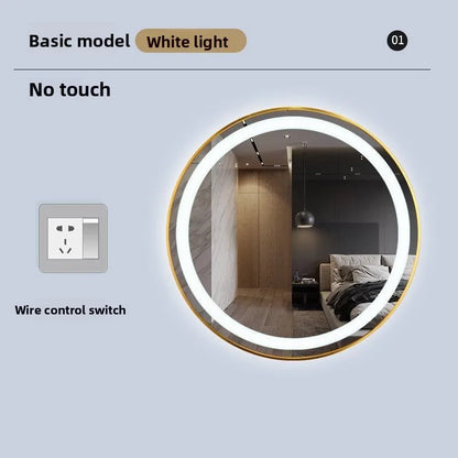 Round Alloy Frame Luminous AntiFog Bathroom Mirror