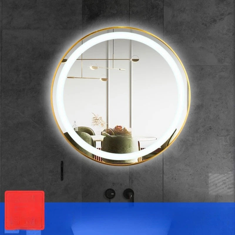 Round Alloy Frame Luminous Anti Fog Bathroom Mirror
