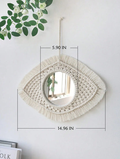 Round Macrame Craft Home Decor Boho Mirror