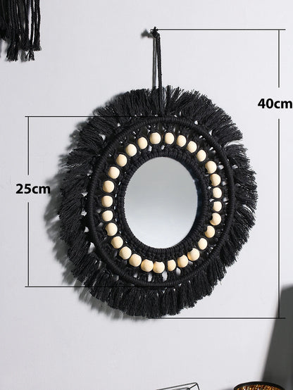Round Macrame Craft Home Decor Boho Mirror
