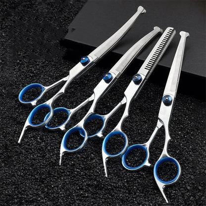 Ensemble de ciseaux de toilettage pour chiens droits et courbes en acier inoxydable 