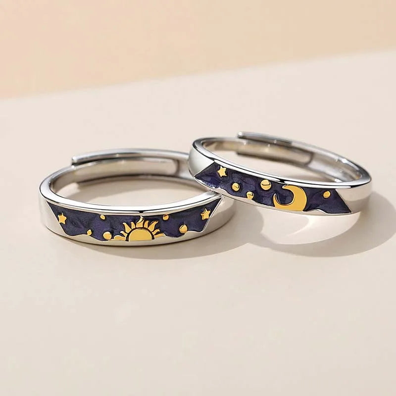 Dämonenaugen-Engelsflügel-Ring – Verstellbarer Unisex-Partnerring aus Legierung