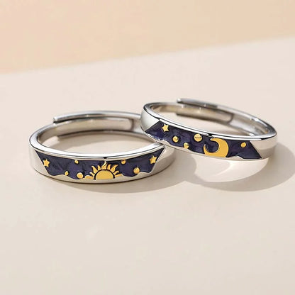 Dämonenaugen-Engelsflügel-Ring – Verstellbarer Unisex-Partnerring aus Legierung