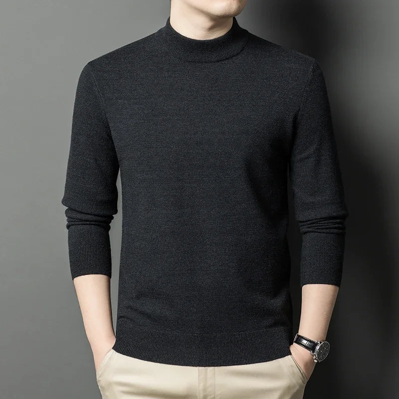 Knitwear Sweater Autumn/Winter Mock Neck  Pullovers Casual Mens Clothing