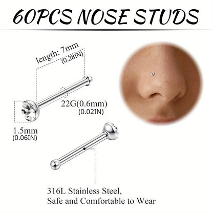 Nasenpiercingring aus 22G Edelstahl – Nasenpiercingstift aus Chirurgenstahl