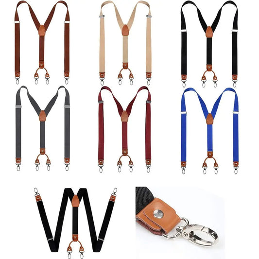 Leather Suspenders - 4 Hooks Men/Women Suspender