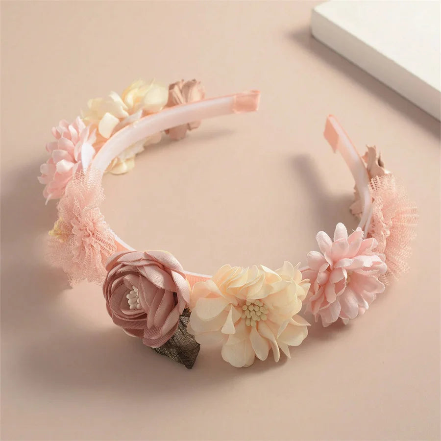 Serre-têtes faits main pour fille, avec perles, plumes, papillons et fleurs