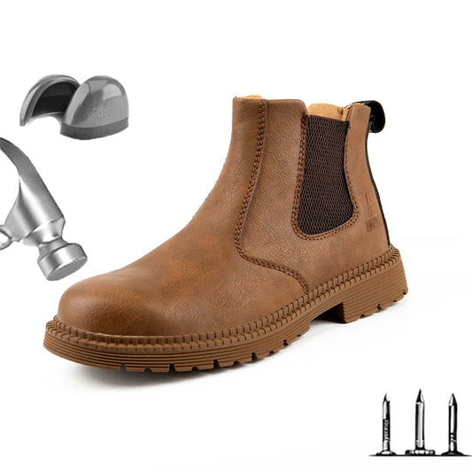 Bottes de travail en cuir pour hommes - Chaussures de sécurité indestructibles
