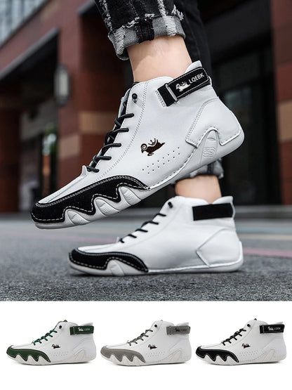 Herren-Winterstiefel mit hohem Schaft und Schnürung aus Leder