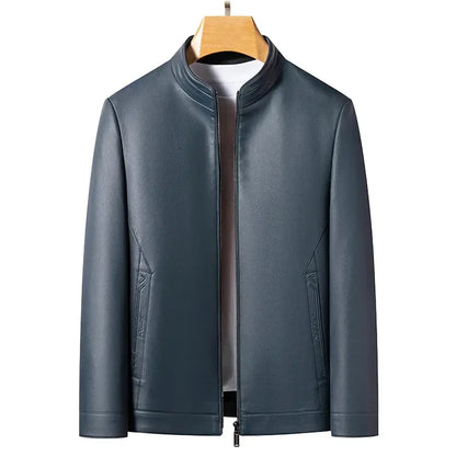 Autumn & Winter Men Stand Collar Leather Jacket