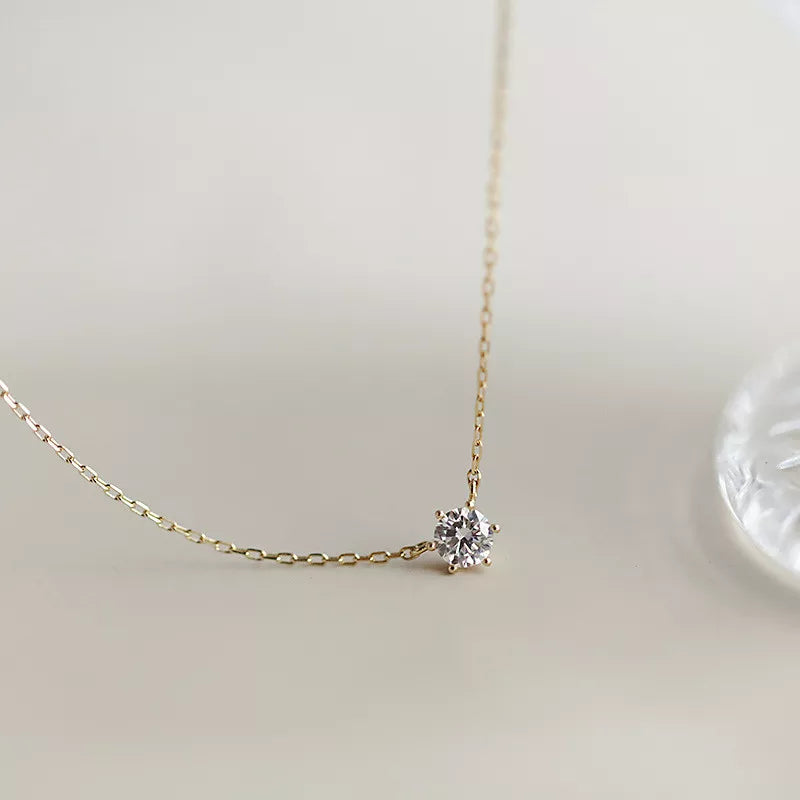 Sterling Silver Gold Plated Sparkling Zircon Necklace for Women