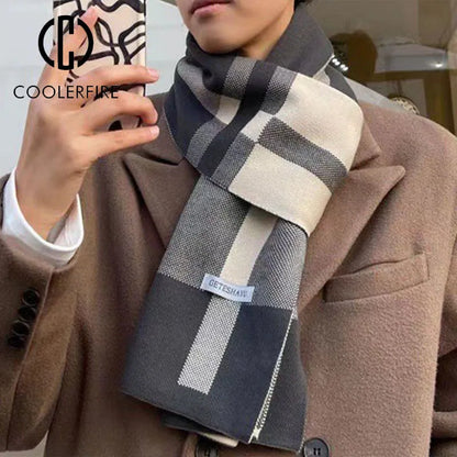 Chic Patchwork Wool Scarf for Men