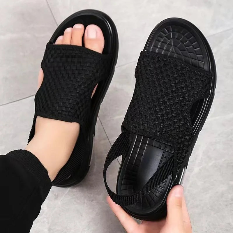 Sandales pour hommes - Chaussures ouvertes décontractées en cuir pour hommes