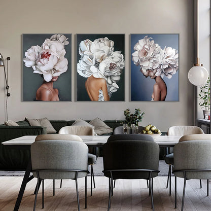 Abstract Women & Flowers Canvas Wall Art Paintings