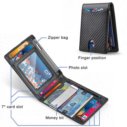 RFID Blocking Carbon Fiber Men's Slim Wallet