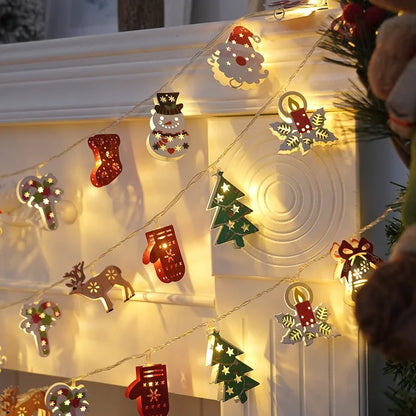 Guirlande lumineuse LED de Noël avec cerf et flocon de neige