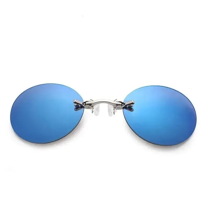 Men's Round Rimless Mini Clip On Nose Glasses