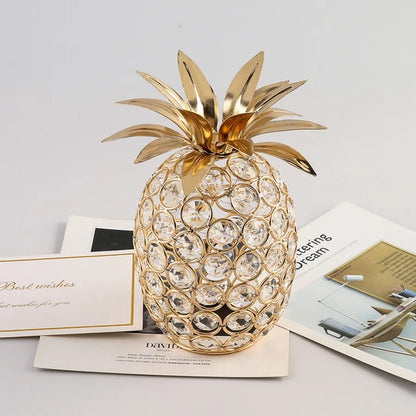 artificial fruit, pineapple ornament, crystal pineapple, crystal ornament, gold pineapple, pineapple decorations, gold ornament, home decor, crystal figurine, plastic fruit
