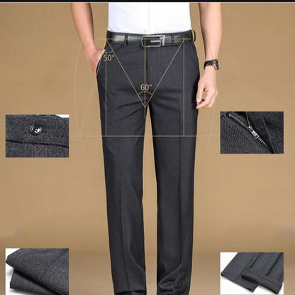 Einfarbige Anzughose für Herren mit hoher Taille und Business-Casual-Stil