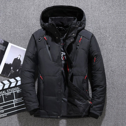 Veste/manteau rembourré à capuche et fermeture éclair pour homme