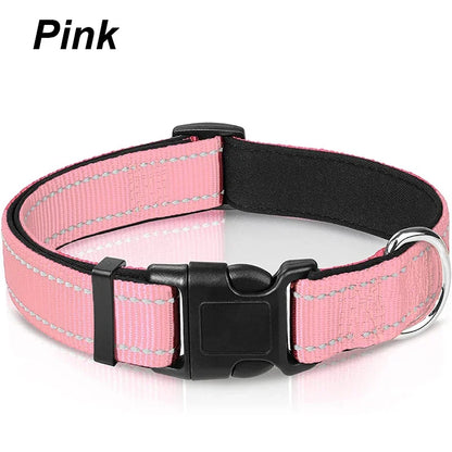 Adjustable Reflective Free Engraved Padded Dog Collars