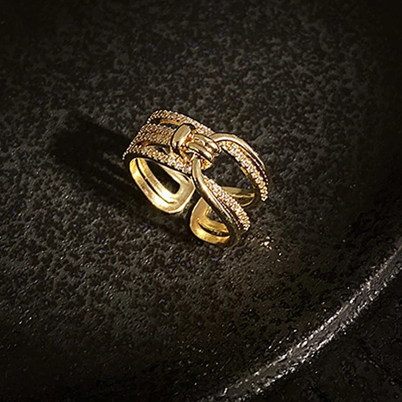 Gold Stainless Steel Irregular Hollow Rings