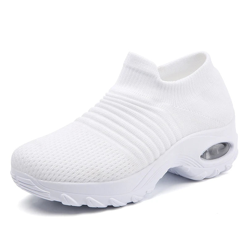 Damen-Wanderschuhe – Atmungsaktive Flyknit-Socken-Sneaker, leichte Slipper