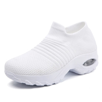 Damen-Wanderschuhe – Atmungsaktive Flyknit-Socken-Sneaker, leichte Slipper