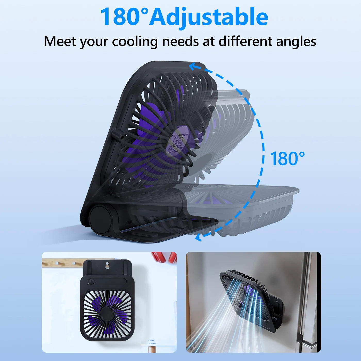 USB Rechargeable Indoor Toilet Wall Fan