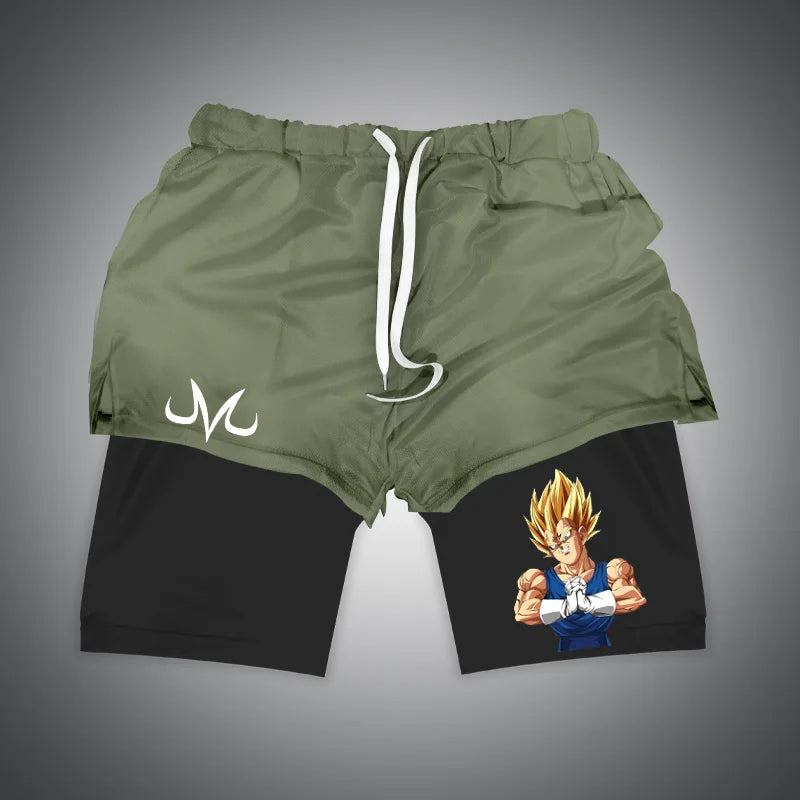 Gym-Shorts mit Dragon Ball &amp; One Piece-Anime-Print