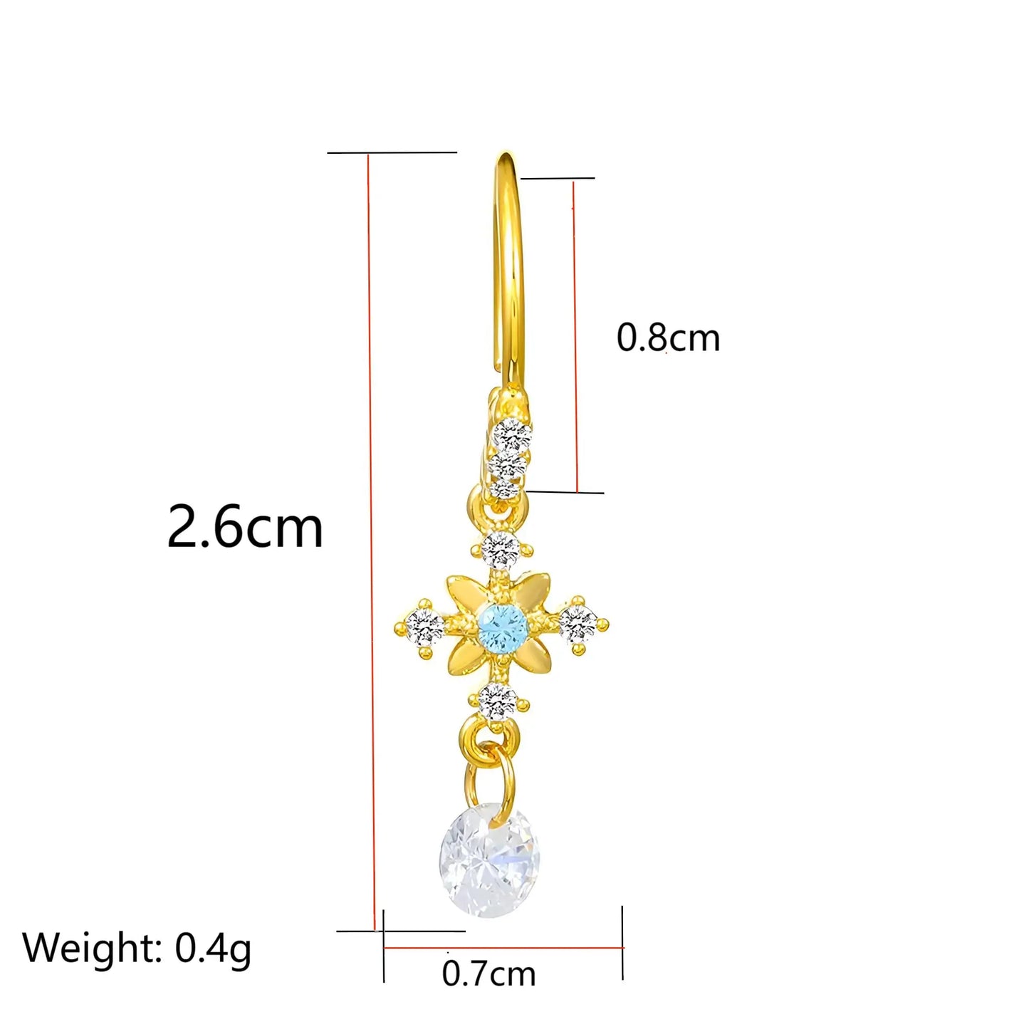 Elegant Blue Zirconia Cross Nose Ring for Women