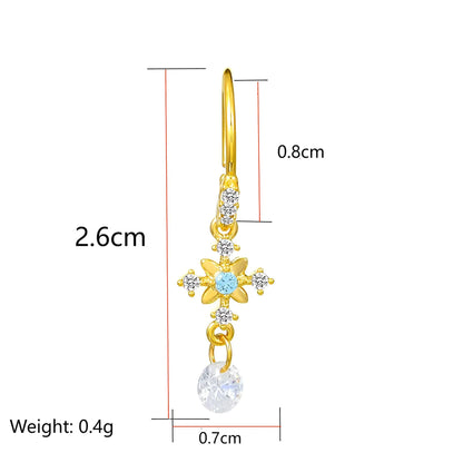 Elegant Blue Zirconia Cross Nose Ring for Women