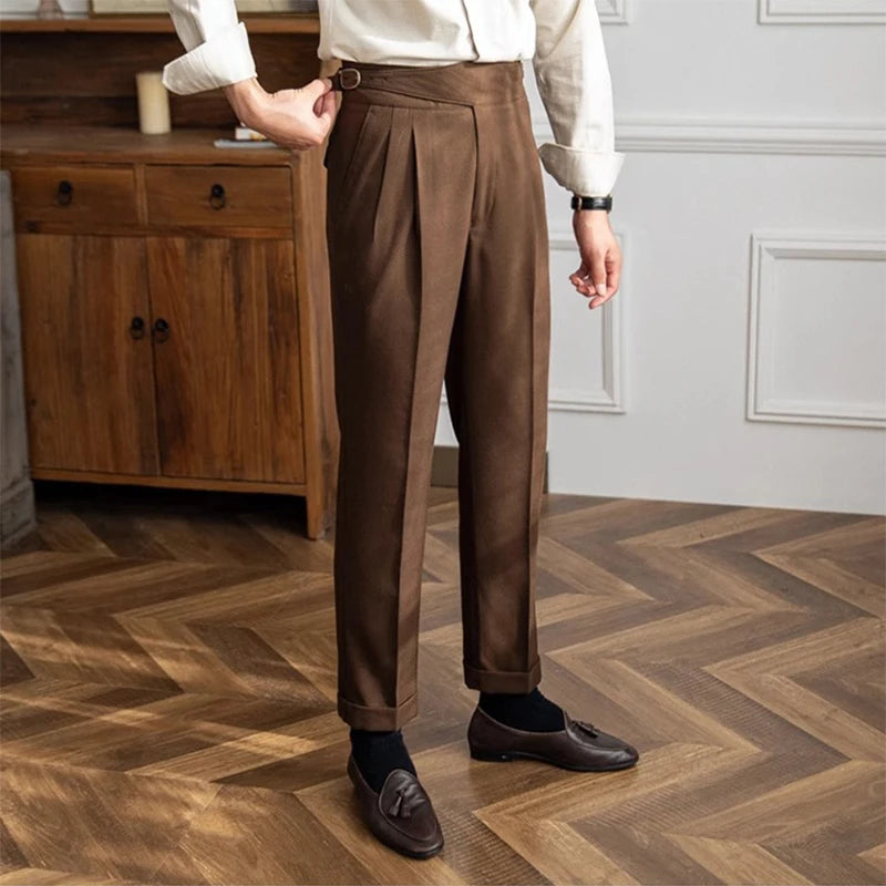 Trendy Spring Solid Color Suit Trousers