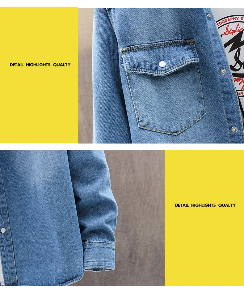 100% Cotton Long Sleeve Men Denim Shirts