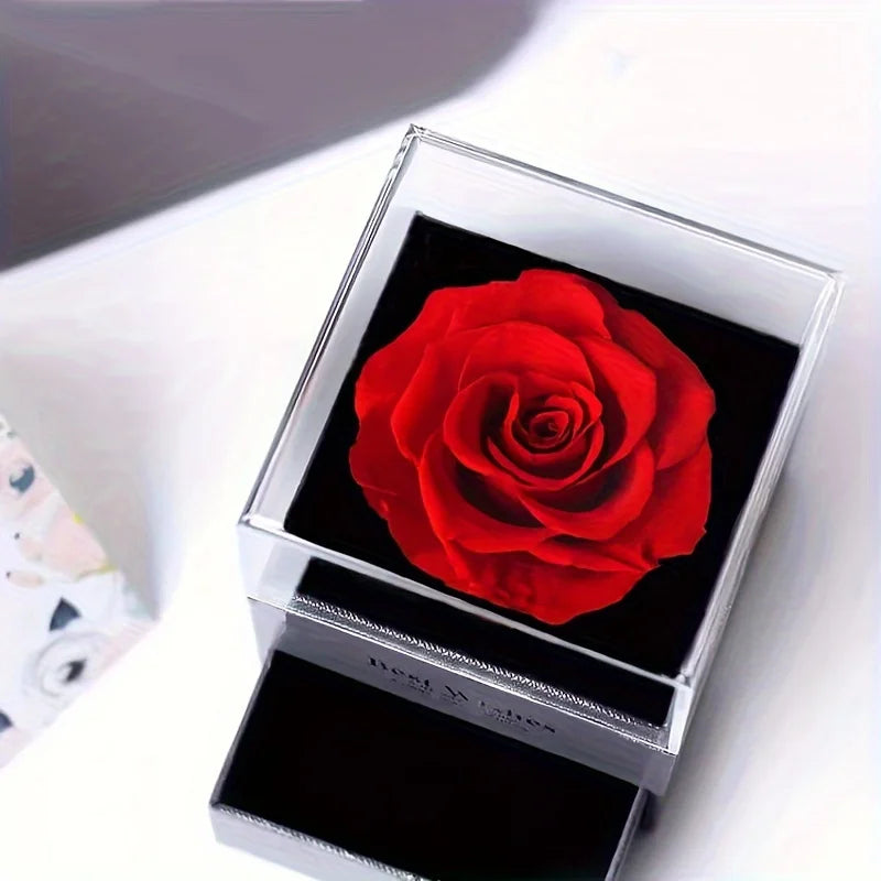 Valentinstag Geschenk Luxus rote Zirkon Herz Halskette mit Rose Geschenk-Box