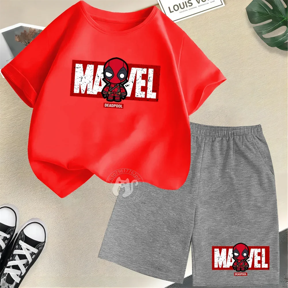 Niedliche Kurzarm-Outfits aus Baumwolle mit Cartoon-Print für Kinder