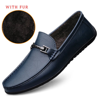 Mocassins en cuir véritable souple pour hommes