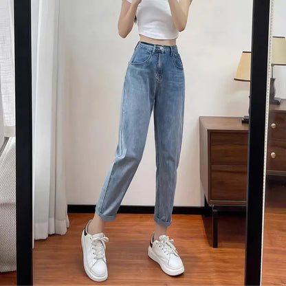 Women's Thickened Fleece Lined Nine Point Jeans