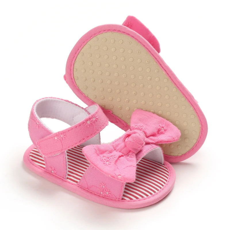 Baby Mädchen Sandalen mit Schleife, atmungsaktiv, flach, Prinzessin, weiche Sohle