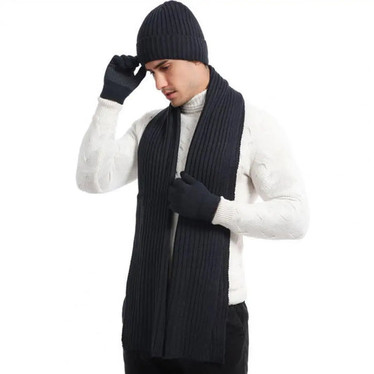 3 Stück warme Wintermütze mit langem Schal