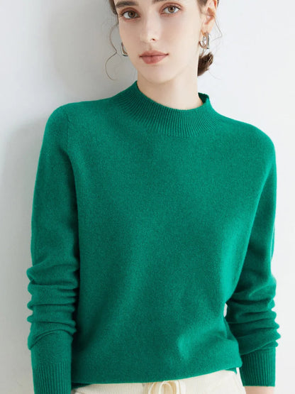 Women's Pure Woolen Slim Knitted Cashmere Sweater