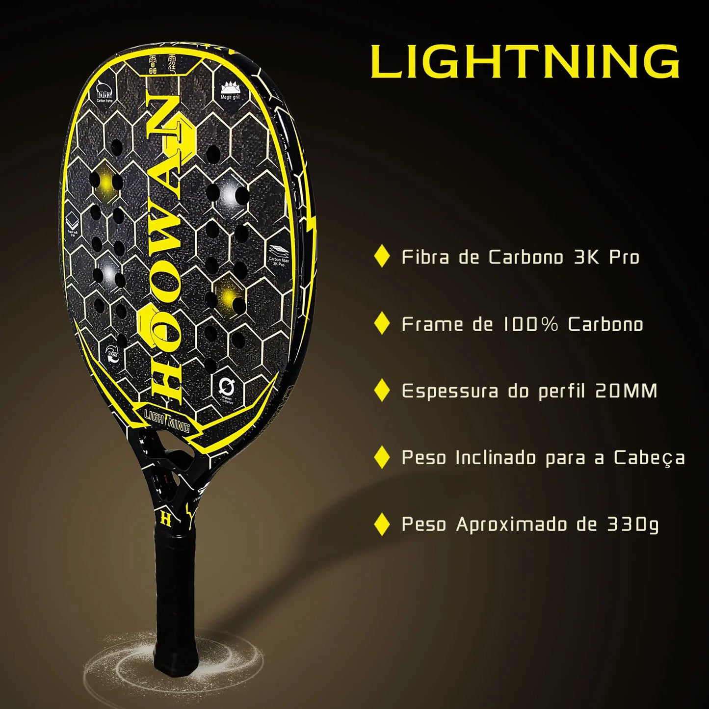 LIGHTNING 3K PRO Beach-Tennisschläger aus Karbonfaser