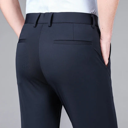 Men's Ice Silk High Waist Slim Fit Suit Pants