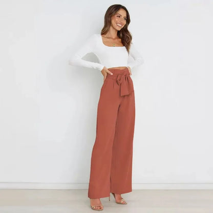 Women's Wide Leg Y2k Trousers - Elastic Waist Long Pants